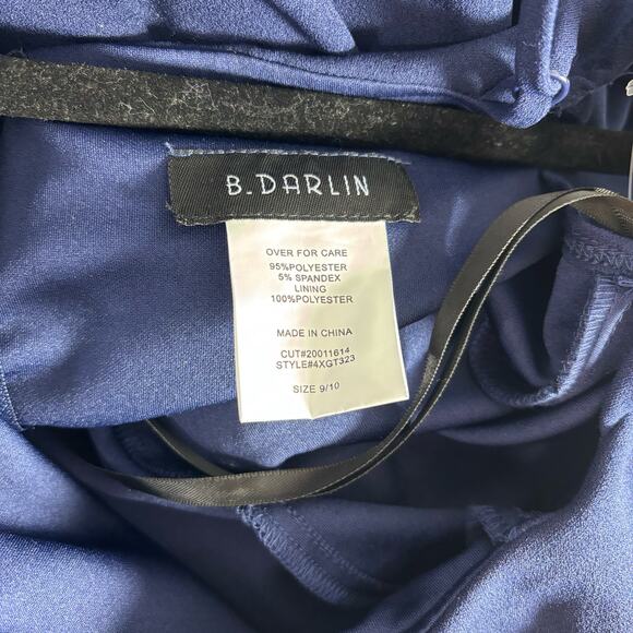 Navy Juniors Womens Ruffled Off-The-Shoulder Cocktail and Party Dress - Picture 6 of 6